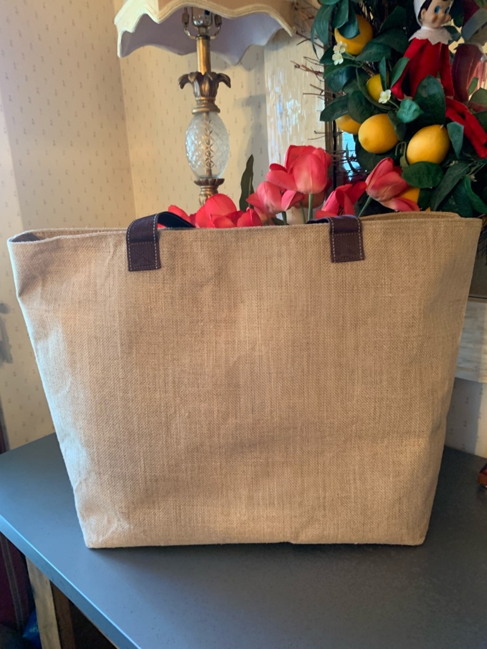 Keep Cool Nairobi Jute cooler, shopper tote. Wipe clean plastic lining. - Picture 4 of 9